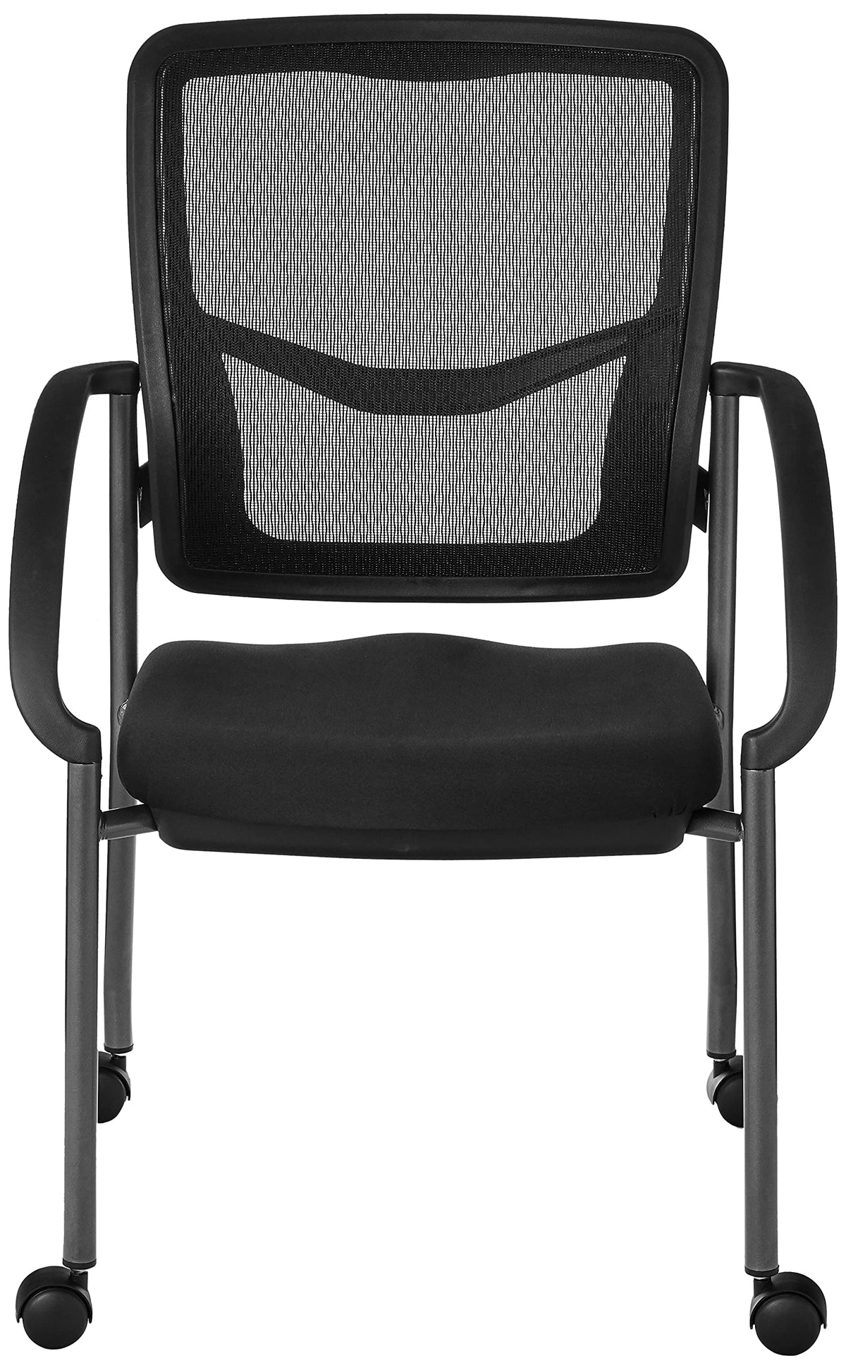 Stackable Visitor's Chair with Breathable Back and Rolling Casters W79027