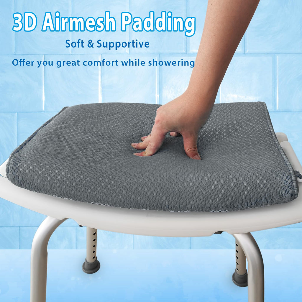 Shower Seat Cushion Non-Slip Washable Gray K171