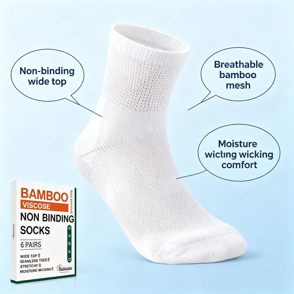 Bamboo Viscose Diabetic Socks 6 Pairs M4291