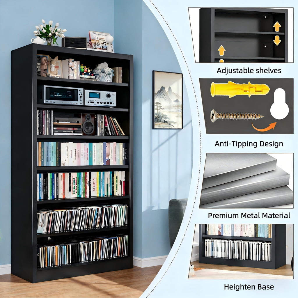 Black 7 Tier Metal Media Storage Cabinet Z8349