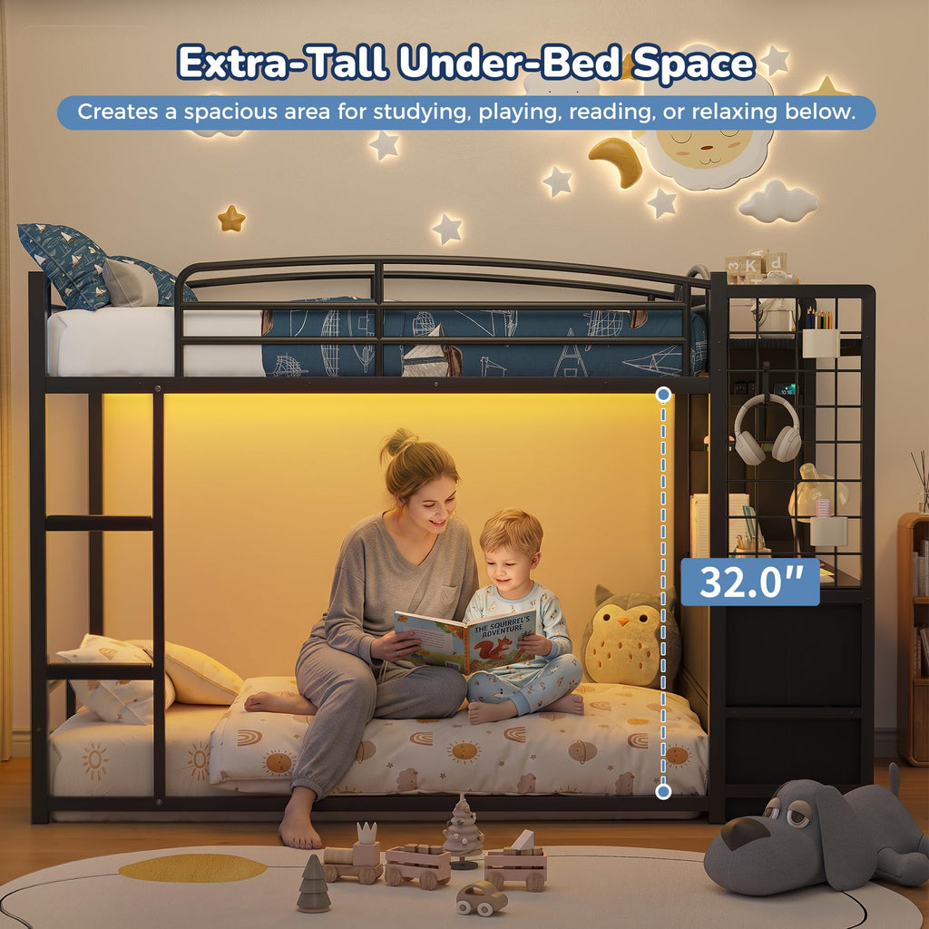 Twin Over Twin Bunk Bed with 6 Storage Drawers N24754