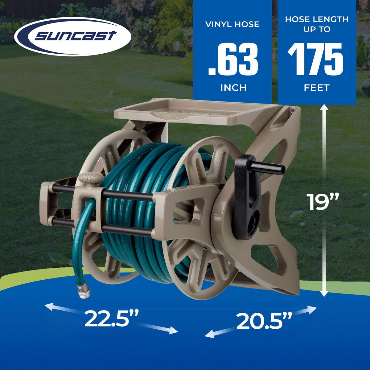 Wall-Mount Hose Reel with Storage Tray O947524