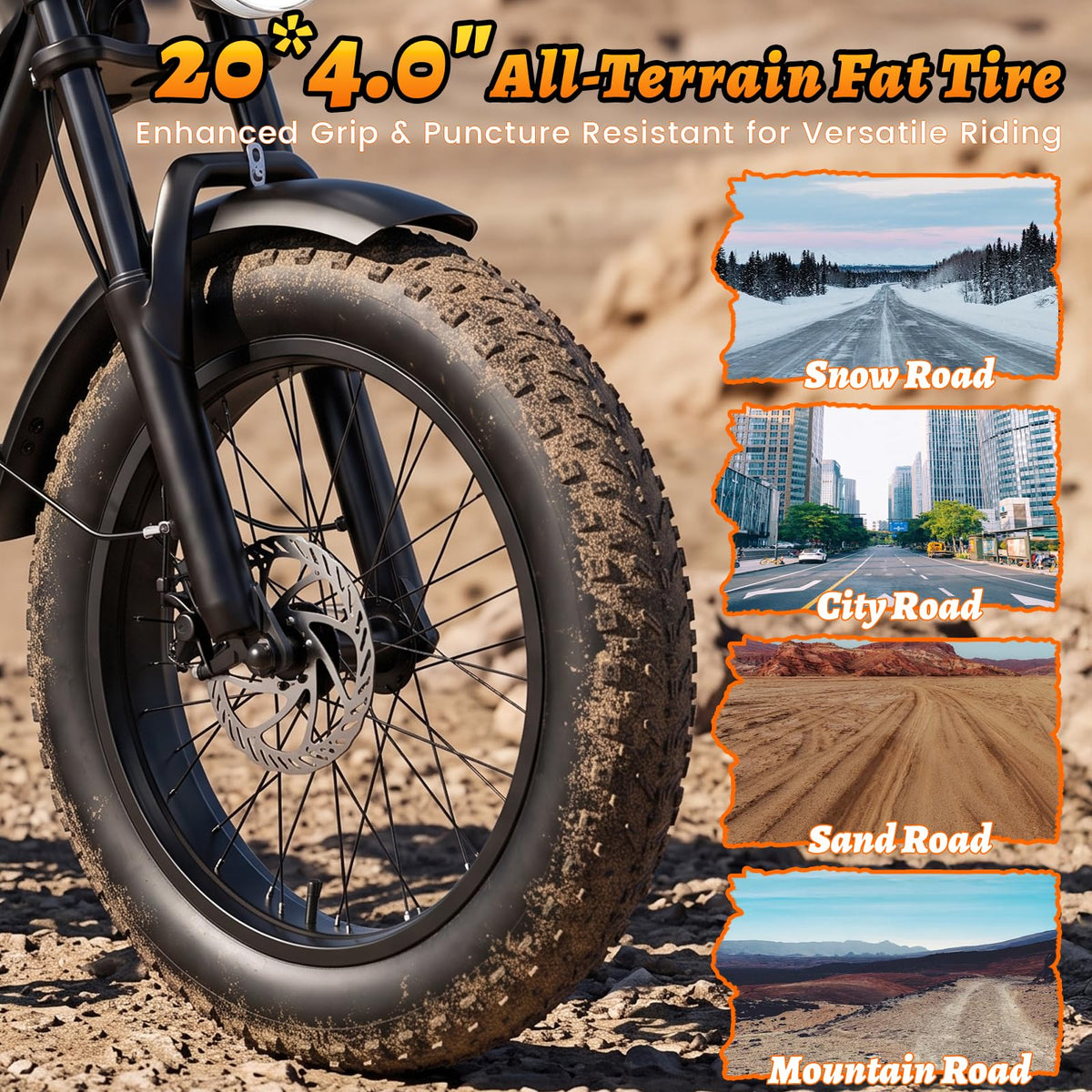 1500W Peak 20"x4" Fat Tire Electric Bike Z7494