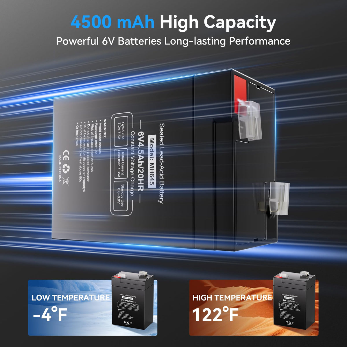 6V 4.5Ah Rechargeable SLA AGM Battery, 6 Pack S989