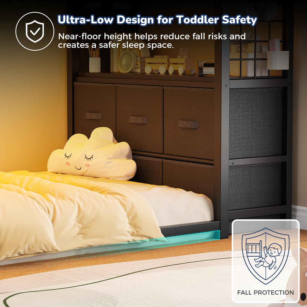 Twin Over Twin Bunk Bed with 6 Storage Drawers N24754