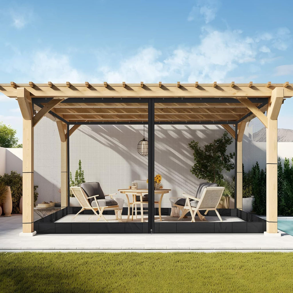 Mosquito Net 4-Panel Canopy Screen Wall with Zipper for 10 x 10' Gazebo K747076