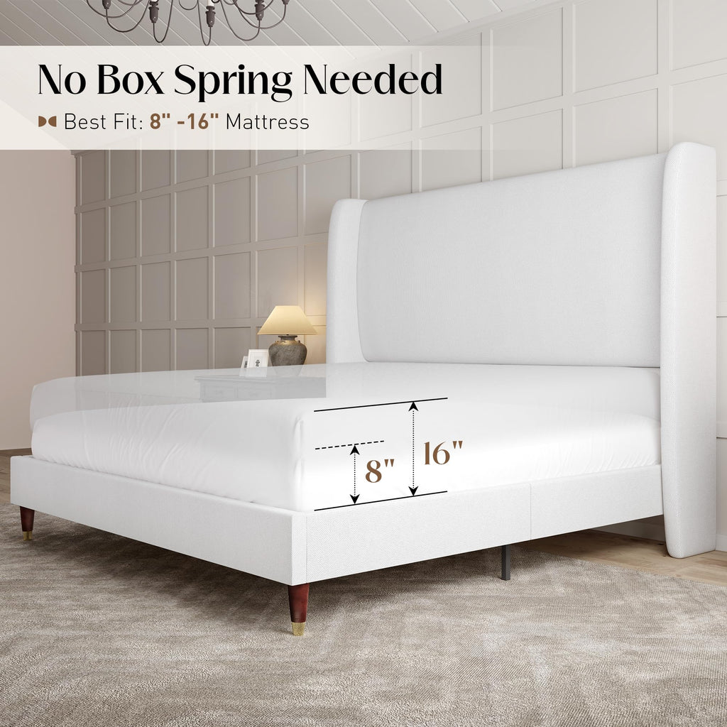 Queen Bed Frame Upholstered Bed White H669789