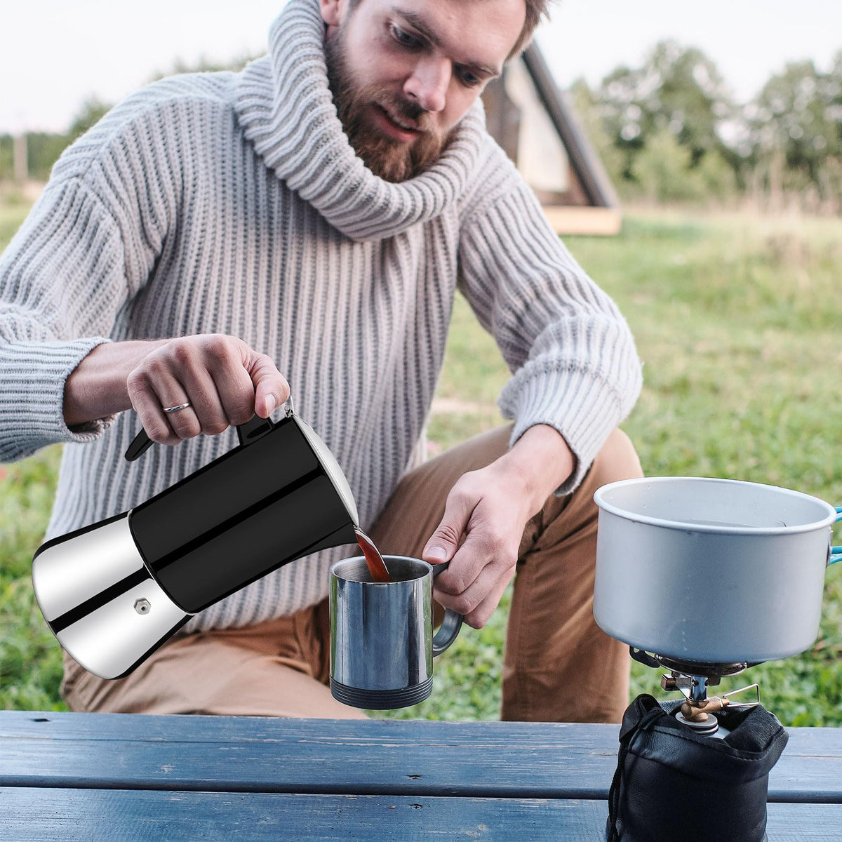 12 Cup Thickened 304 Stainless Steel Moka Pot I7938