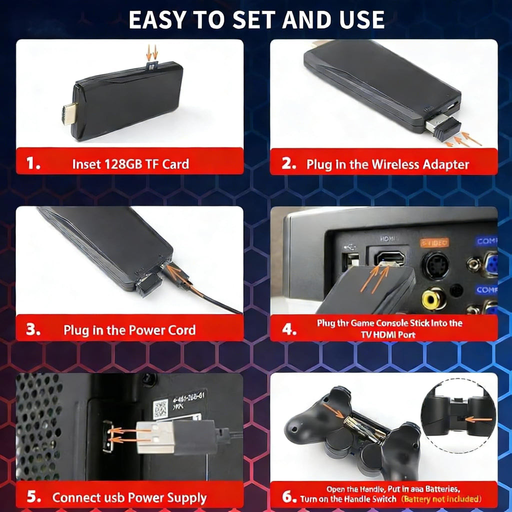 Wireless Retro Game Console 128G Plug & Play Video Game Stick with 2.4G Wireless Controller I8786
