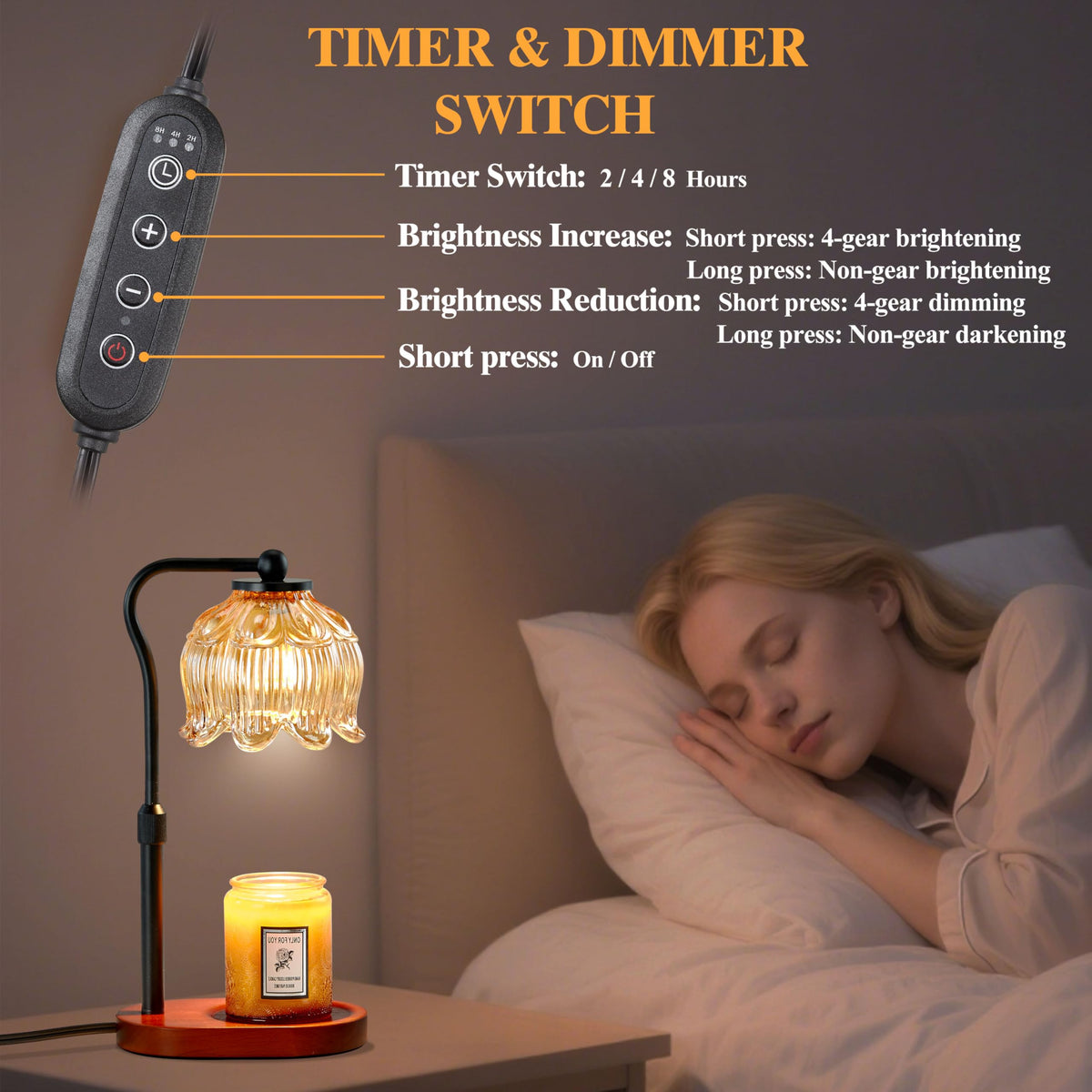 Candle Warmer Lamp with Timer & Stepless Dimming R166