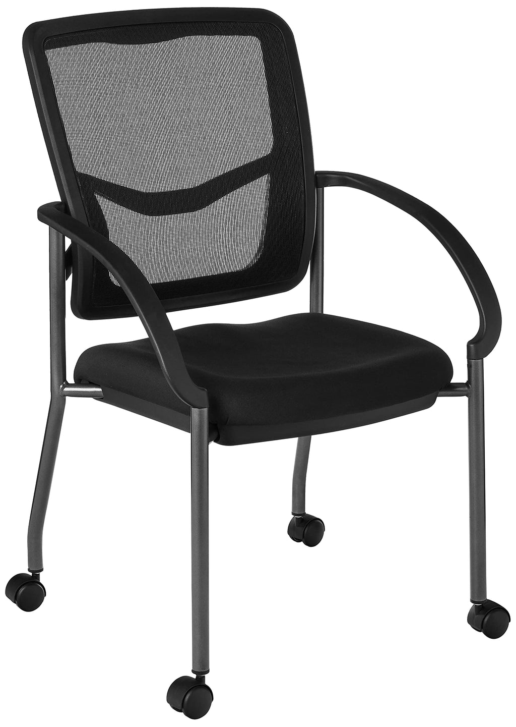 Stackable Visitor's Chair with Breathable Back and Rolling Casters W79027