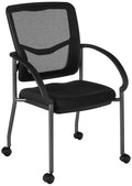 Stackable Visitor's Chair with Breathable Back and Rolling Casters W79027