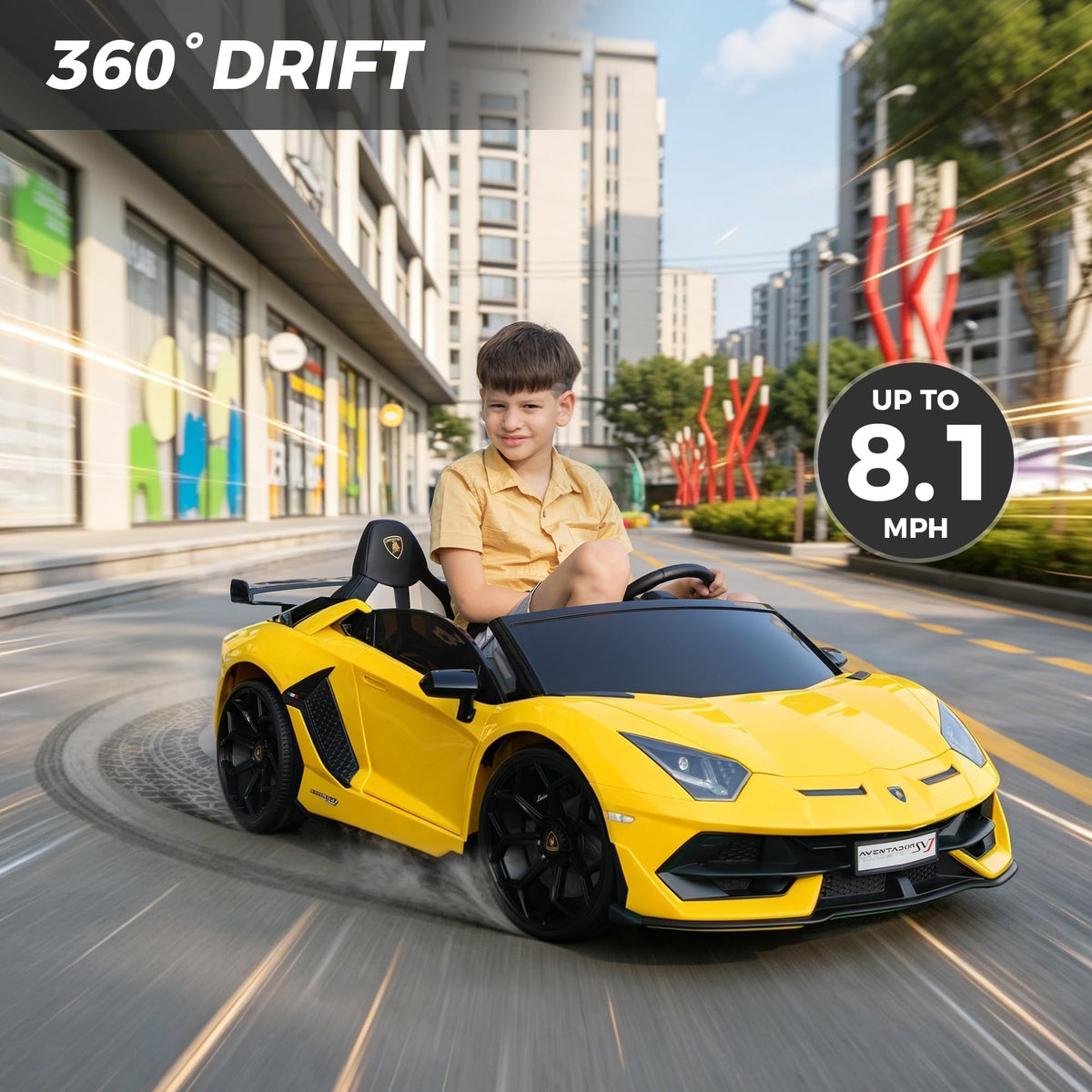 2-Seater Kids Ride on Car, 24V Electric Vehicle, Yellow G826