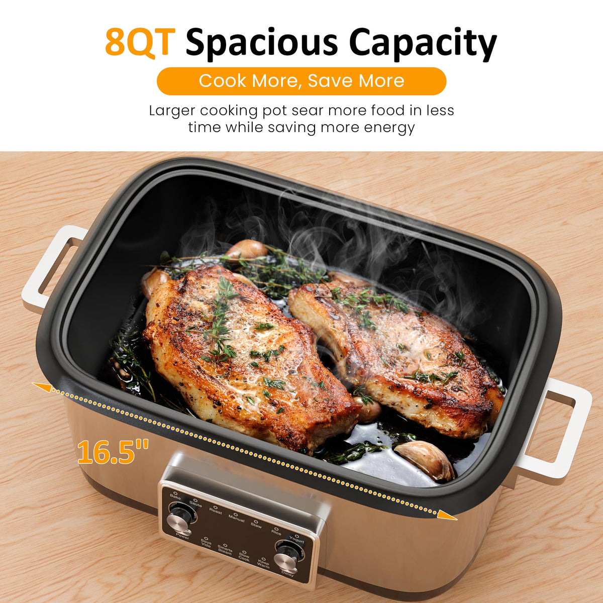 12-in-1 Programmable 8 Quart Slow Cooker with Steaming Rack S971585
