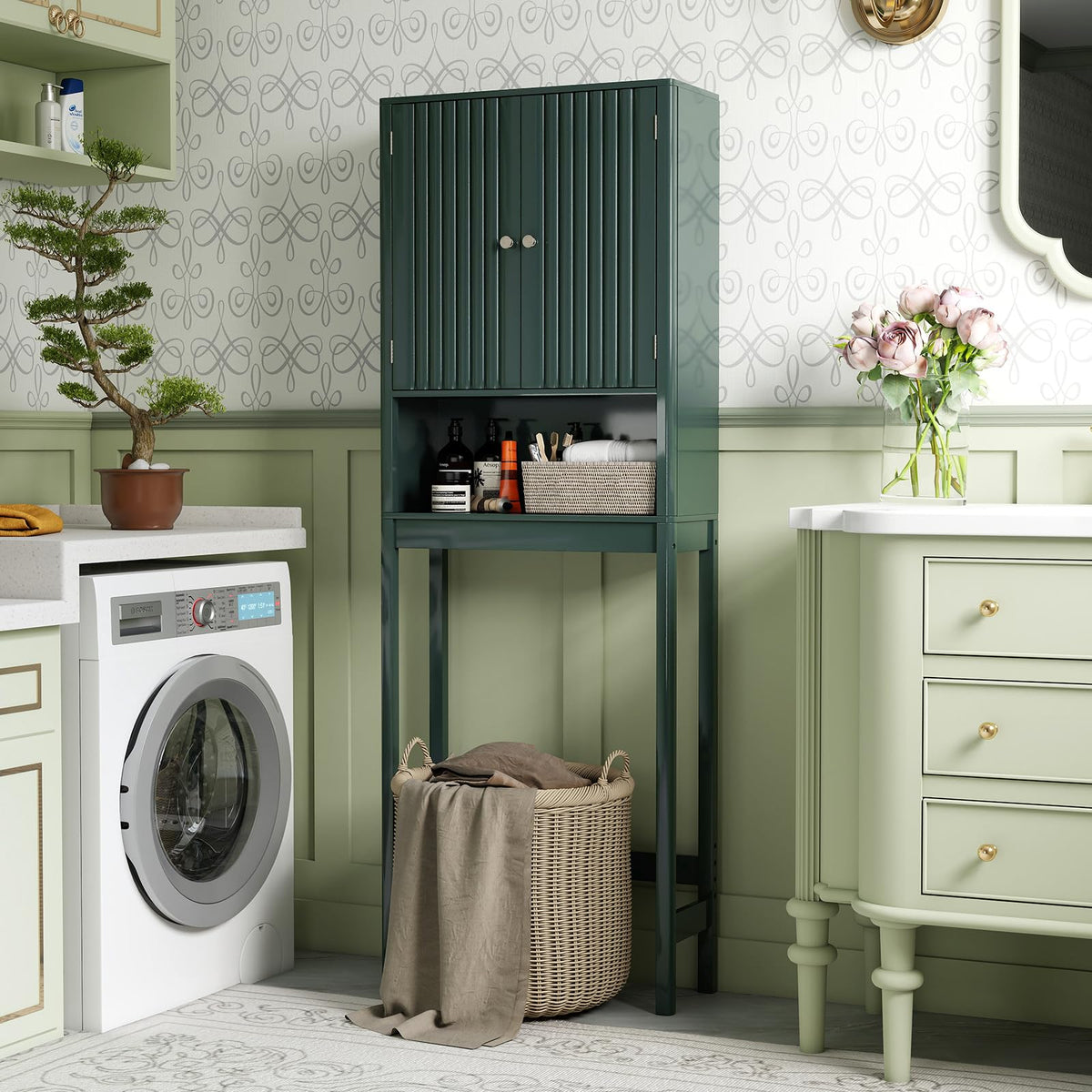 Over The Toilet Storage Cabinet with Fluted Doors A4950