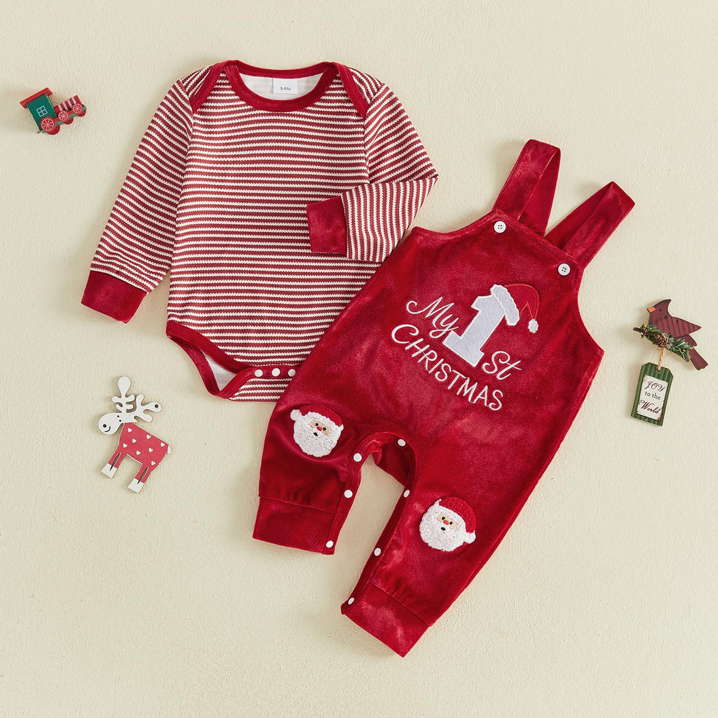 Christmas Baby Boy Outfit Romper Overalls Set J977517