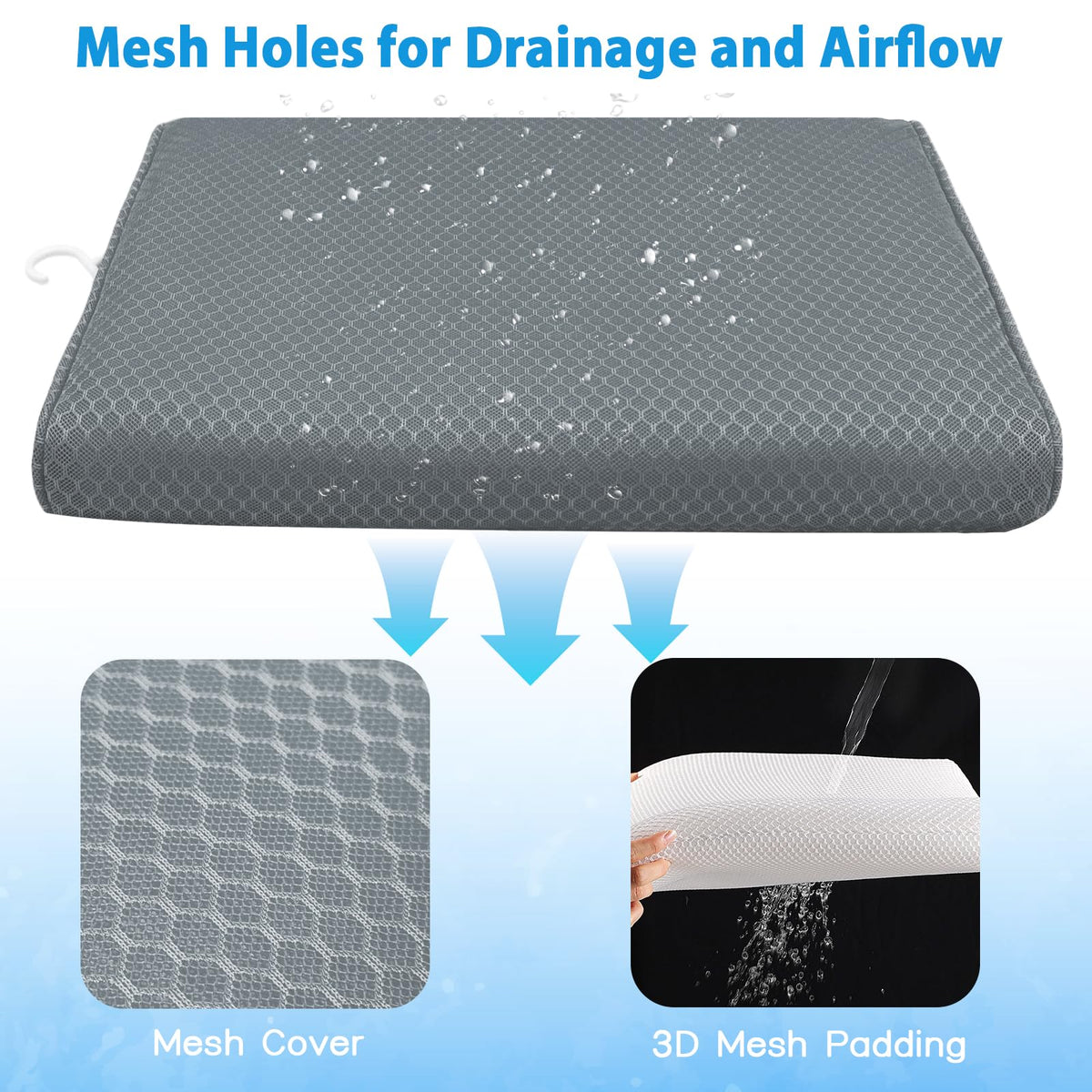 Shower Seat Cushion Non-Slip Washable Gray K171