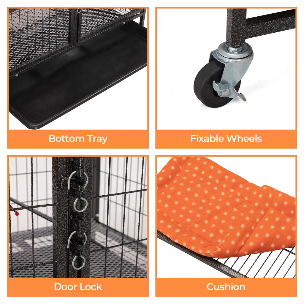 4-Tier Cat Cage with Hammock and Wheels, Black P21845