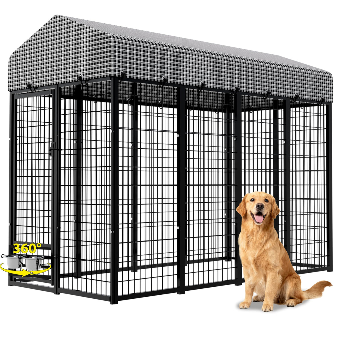 Heavy Duty Outdoor Dog Kennel with Roof Cover T44680