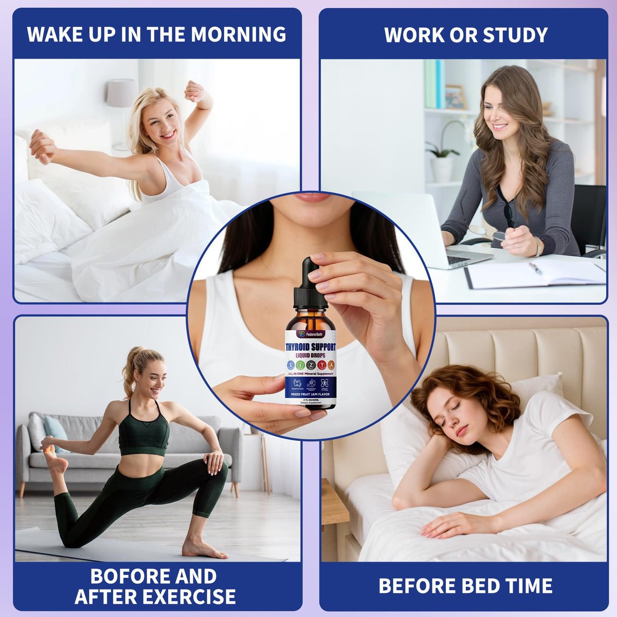 Liquid Thyroid Support Supplement with Selenium Zinc Iodine 2 Fl. Oz E634178