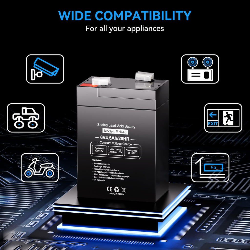 6V 4.5Ah Rechargeable SLA AGM Battery, 6 Pack S989