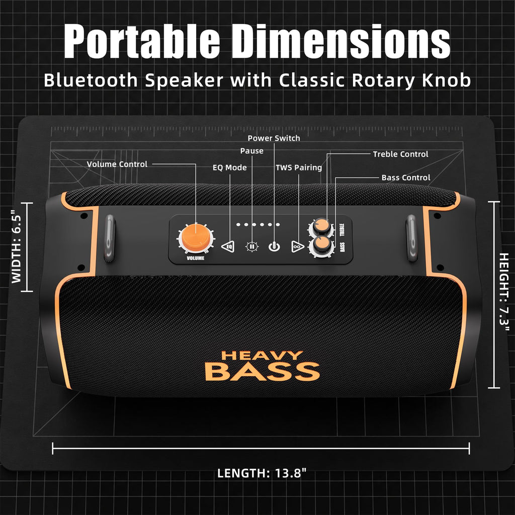 Portable Bluetooth Speaker, 120W Peak, 28-Hour Playtime C112617