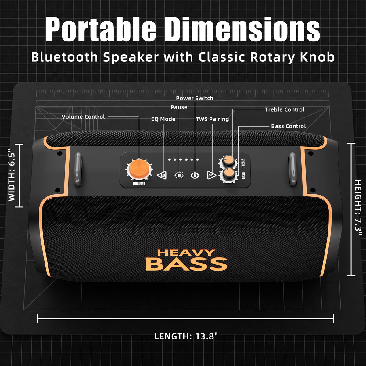 Portable Bluetooth Speaker, 120W Peak, 28-Hour Playtime C112617