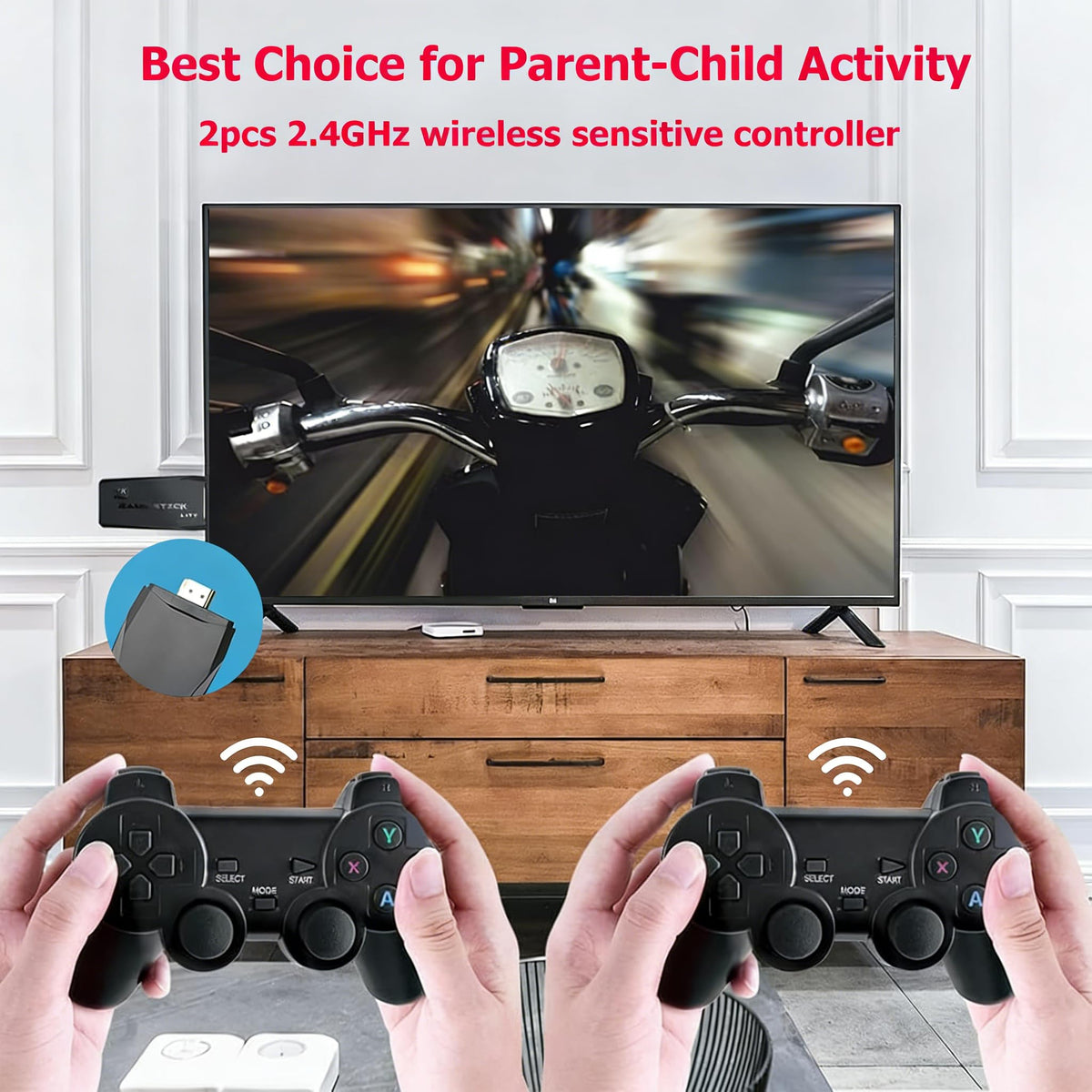 Wireless Retro Game Console 128G Plug & Play Video Game Stick with 2.4G Wireless Controller I8786