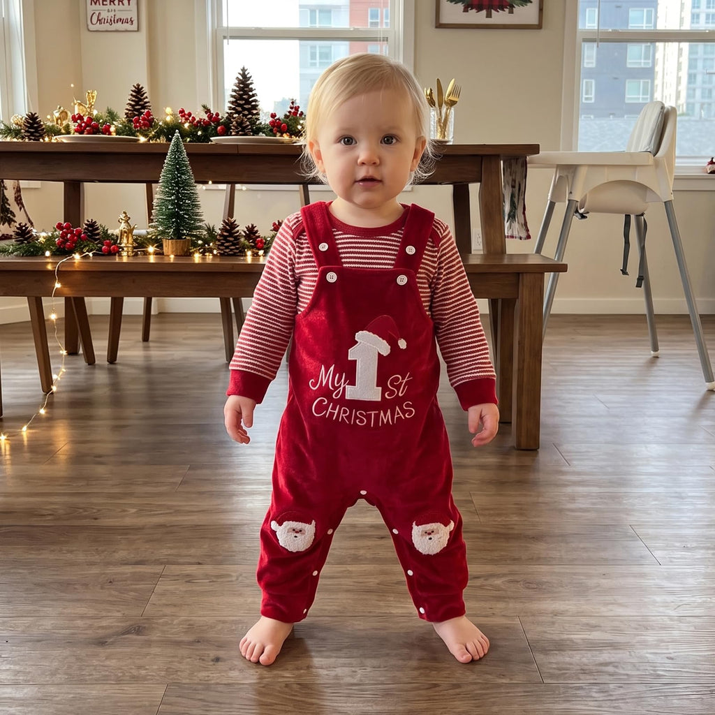Christmas Baby Boy Outfit Romper Overalls Set J977517