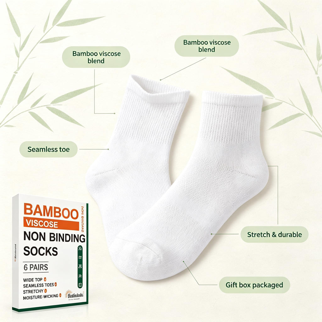 Bamboo Viscose Diabetic Socks 6 Pairs M4291