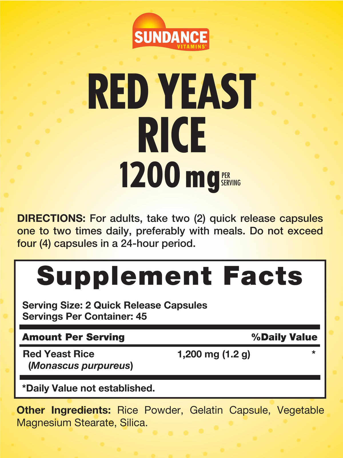 Red Yeast Rice 1200mg Capsules K6269