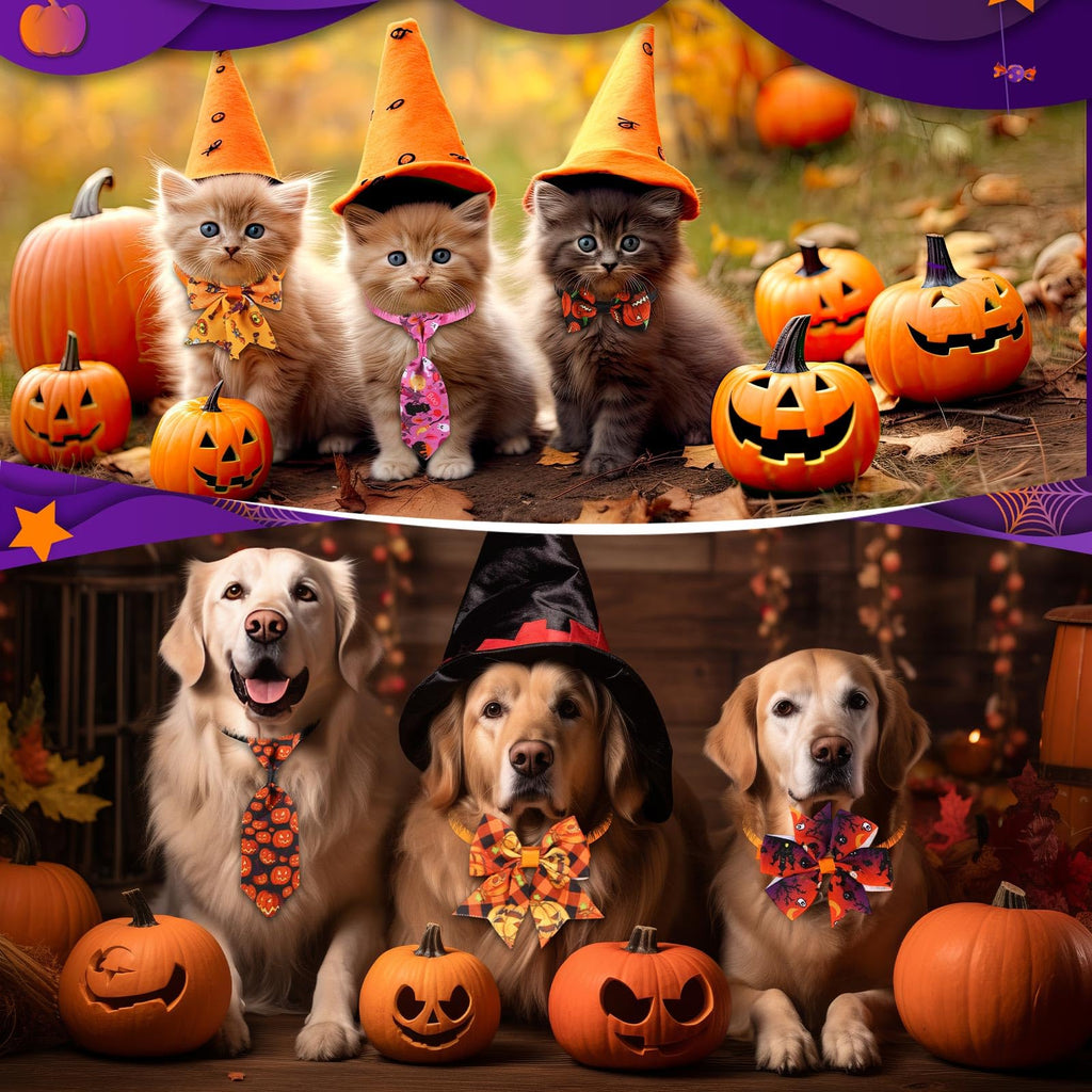 240 Pcs Halloween Dog Bows Tie Collars J8063