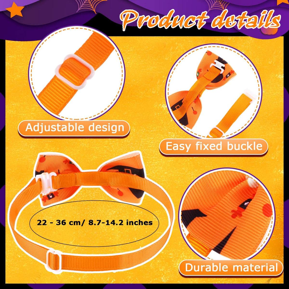 240 Pcs Halloween Dog Bows Tie Collars J8063