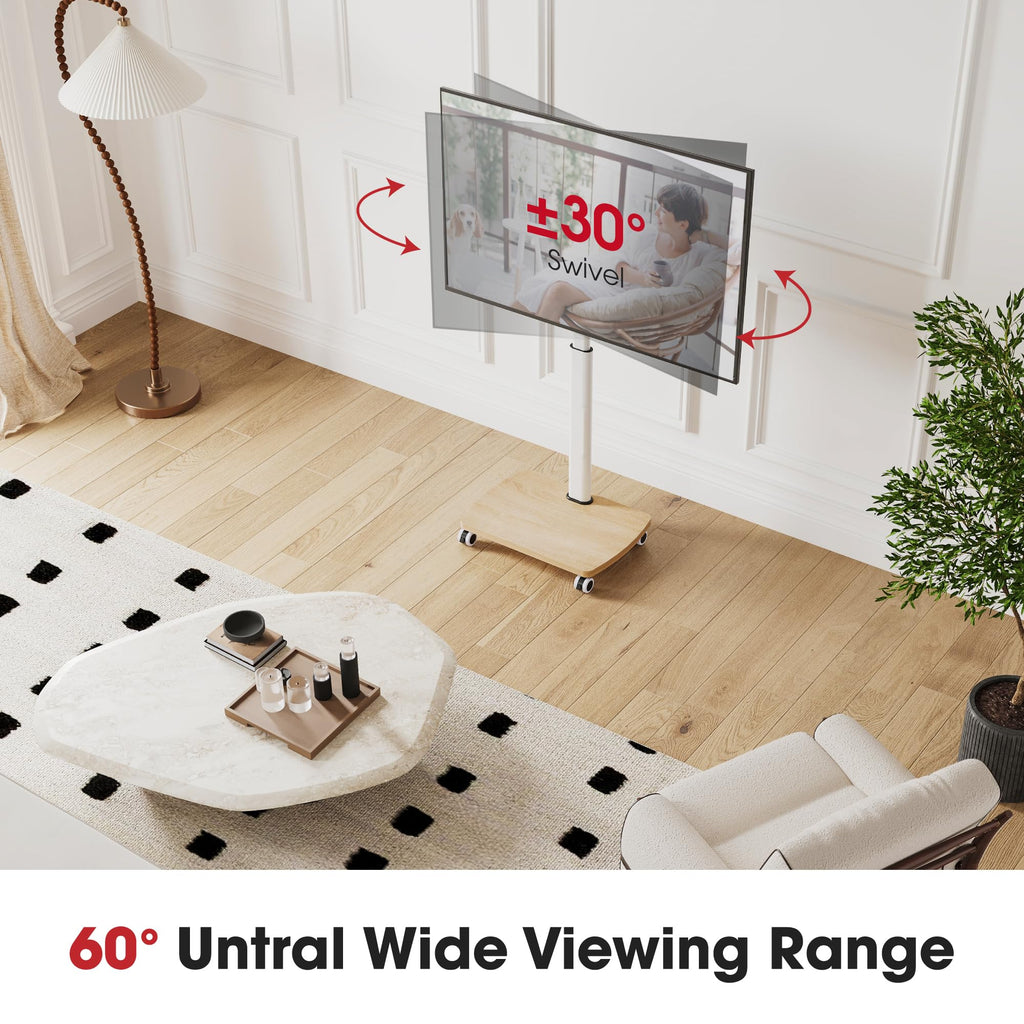 Rolling TV Stand for 32-65 Inch TVs, Height Adjustable with Swivel & Tilt Mount M940845