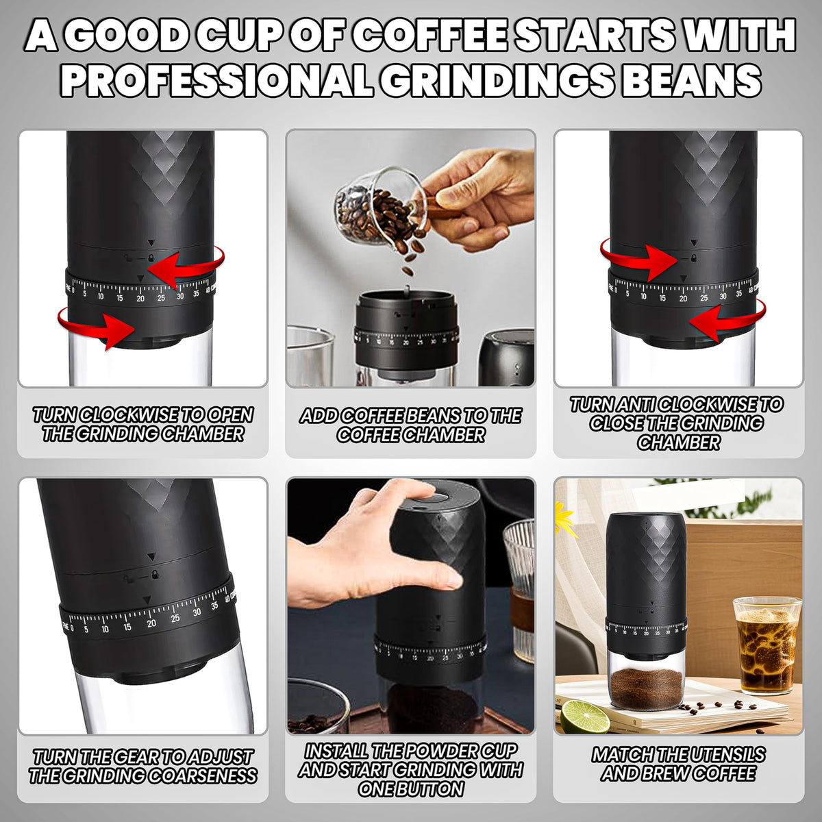 Electric Burr Coffee Grinder with 40 Grind Settings J43950