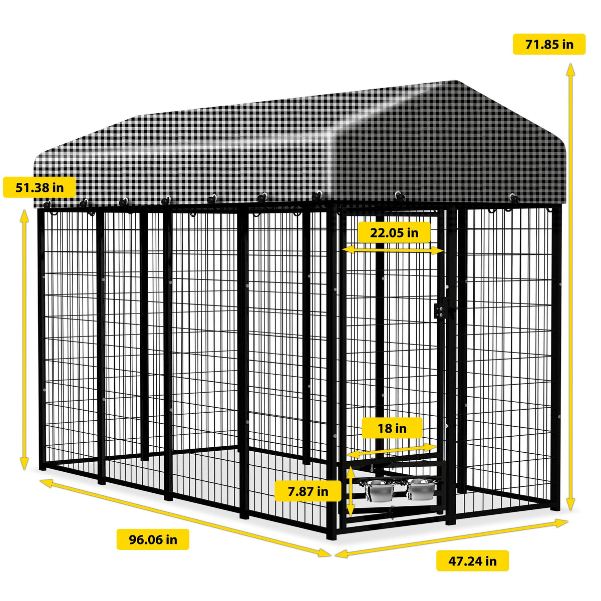 Heavy Duty Outdoor Dog Kennel with Roof Cover T44680