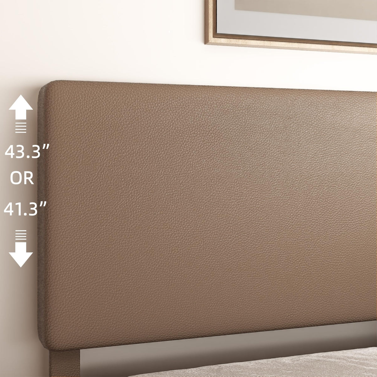 Minimalist Leather Bed Frame with Adjustable Headboard T419