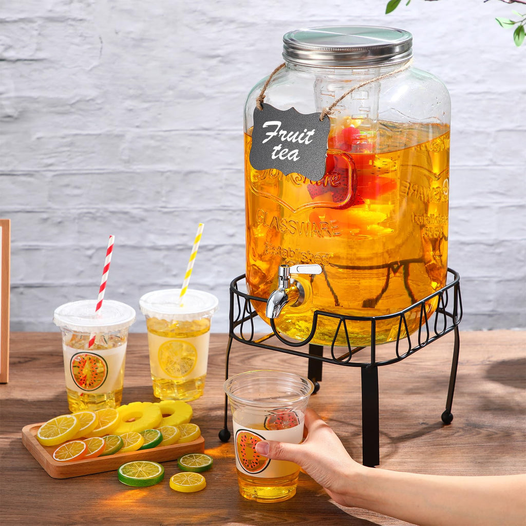 3 Gallon Glass Beverage Dispenser with Stand F7983