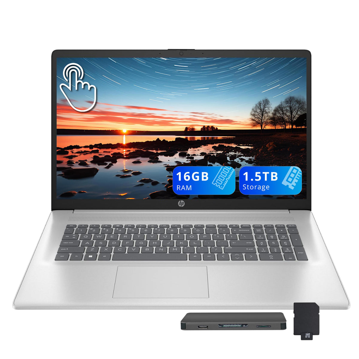 17.3" HD+ Touchscreen Laptop, AMD Ryzen 5, 16GB RAM, 1.5TB Storage, Silver I175853