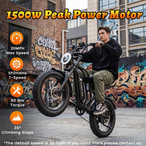 1500W Peak 20"x4" Fat Tire Electric Bike Z7494