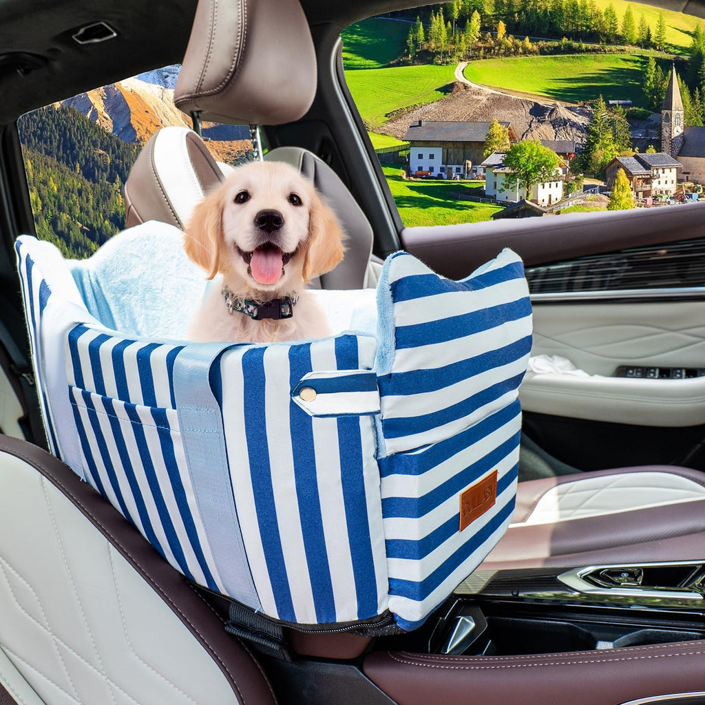Dog Car Seat for Small Dogs to 15lbs Blue White Stripes T208924