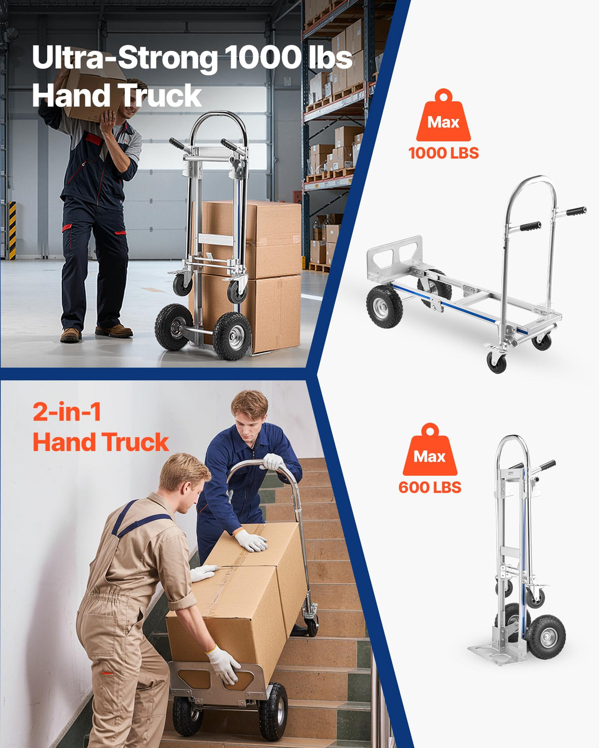 2 in 1 Convertible Hand Truck Dolly 1000 lbs V101281