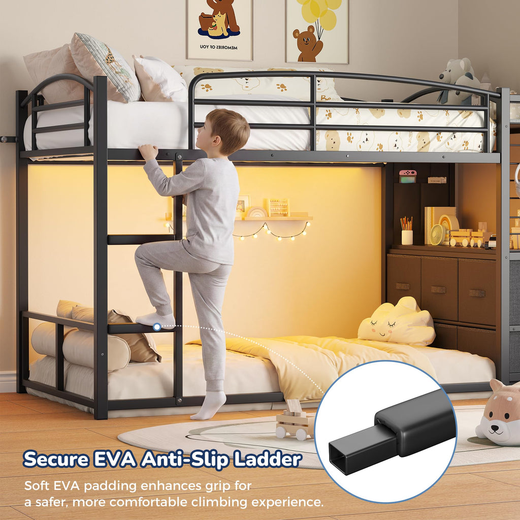 Twin Over Twin Bunk Bed with 6 Storage Drawers N24754