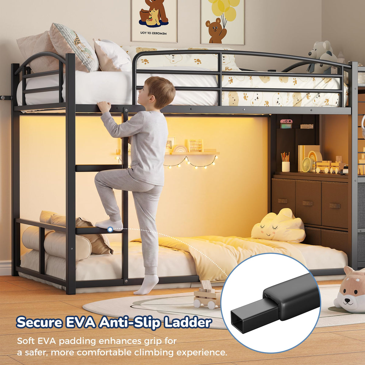 Twin Over Twin Bunk Bed with 6 Storage Drawers N24754