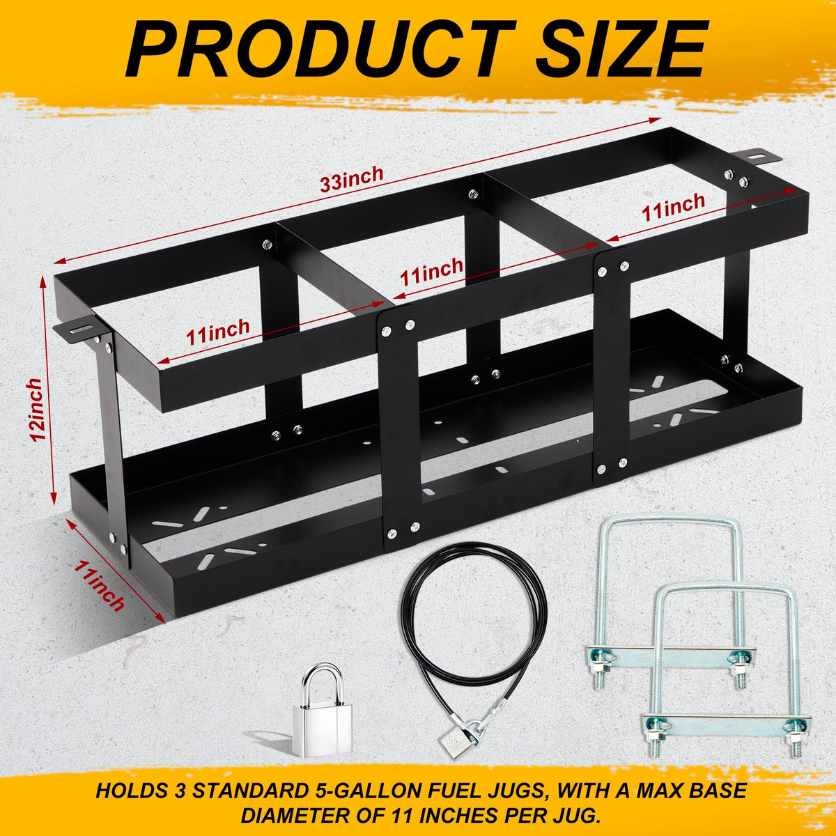 Black Iron 3 x 5-gallon Gas Can Holder L3569