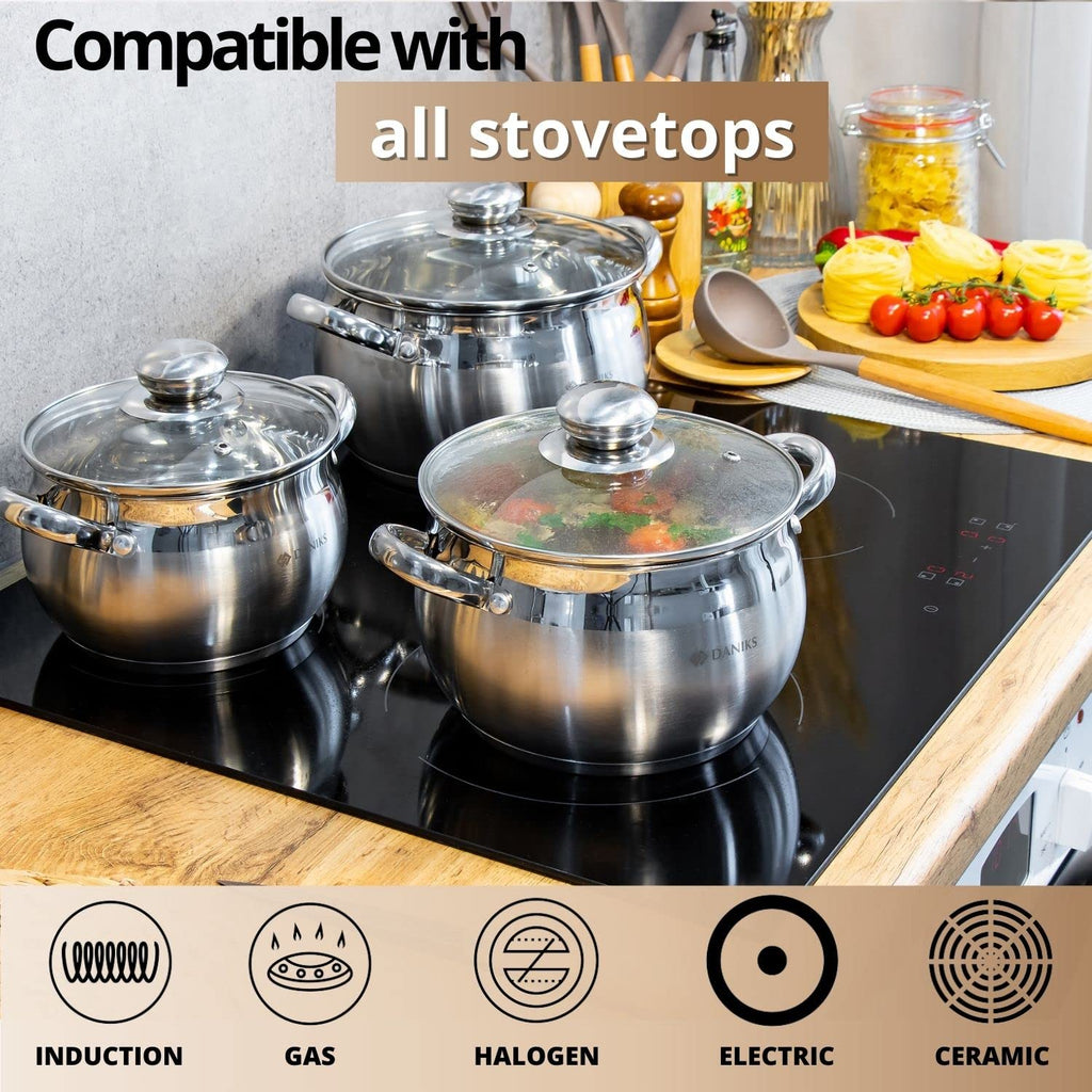 6.5 Quart Stainless Steel Stock Pot with Glass Lid U214196