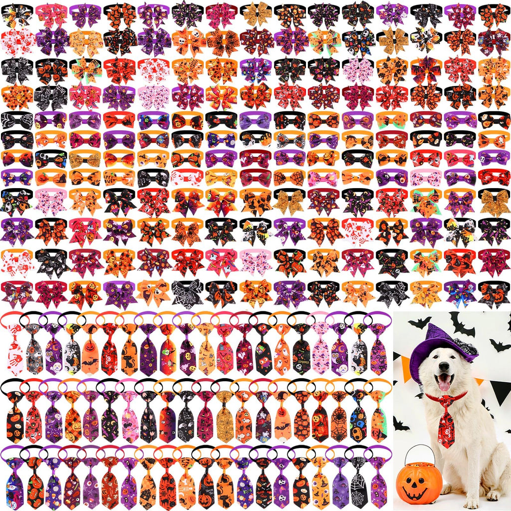 240 Pcs Halloween Dog Bows Tie Collars J8063