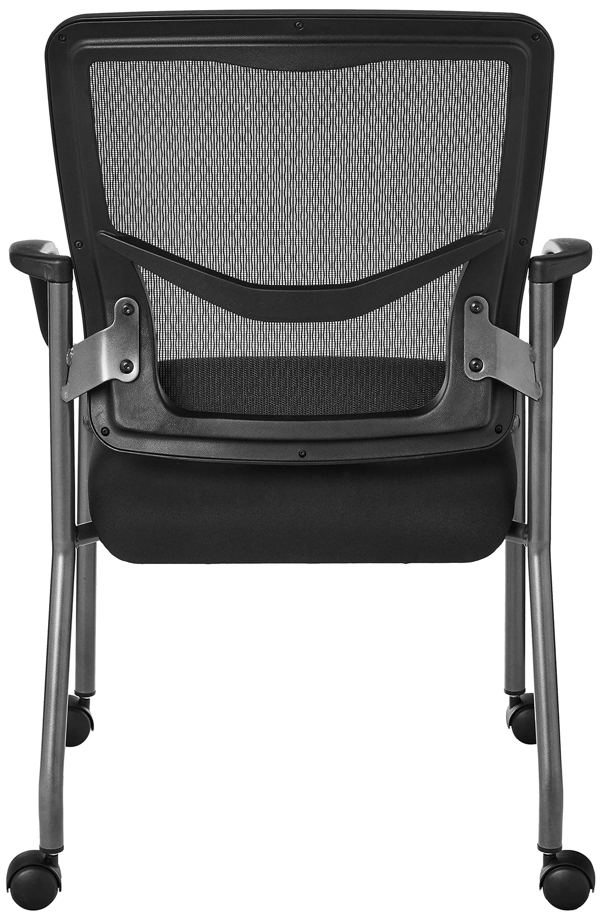 Stackable Visitor's Chair with Breathable Back and Rolling Casters W79027