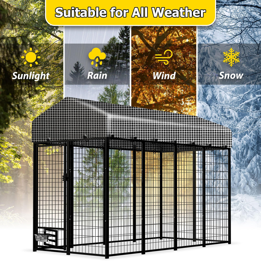 Heavy Duty Outdoor Dog Kennel with Roof Cover T44680
