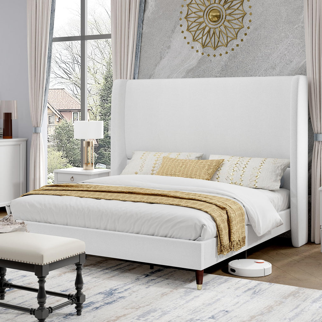 Queen Bed Frame Upholstered Bed White H669789